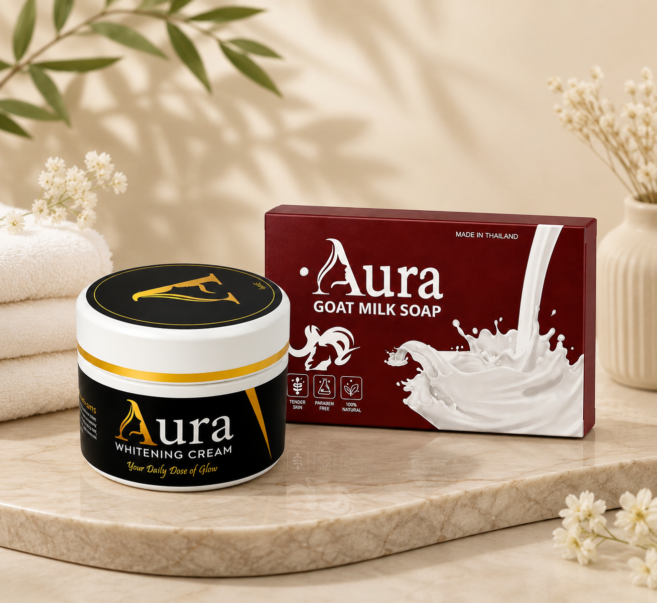 Aura Face Whitening Cream + Goat Milk Soap